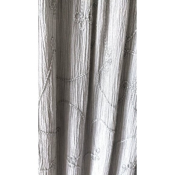 VTG Cool Plus Women Dress Midi Gray Cotton Crepe Short Sleeve Embroidery Size M - Picture 7 of 9